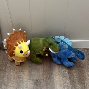 Plush Dinosaur Trio - Yellow, Green, and Blue